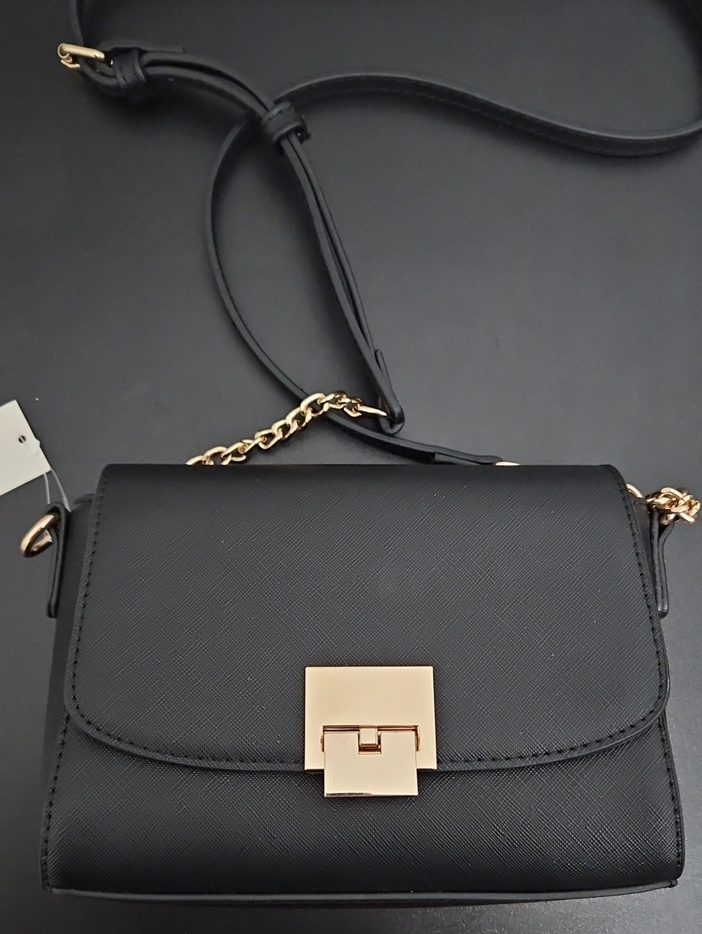 NWT Elegant Black Crossbody with Gold Lock